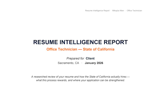 review your resume and provide an intelligence report